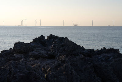 Scenic view of sea against clear sky