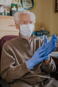 Portrait of man wearing mask