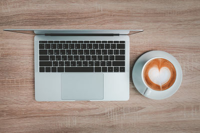 Directly above shot of coffee cup on table