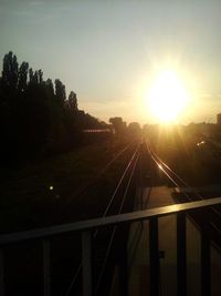 Sun shining through train