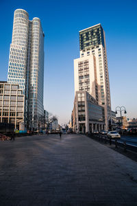 Low angle view of skyscrapers against sky