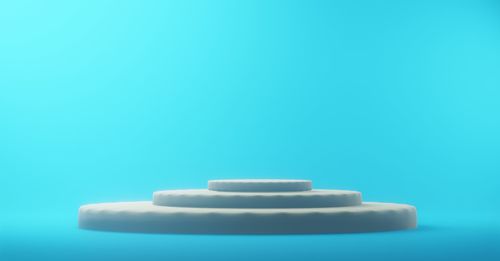 Stack of blue table against white background