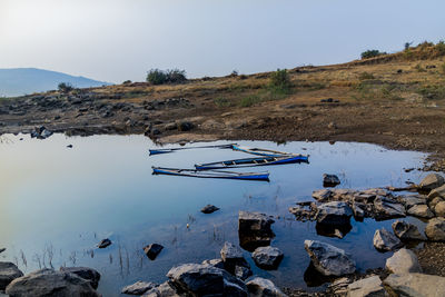 Scenic view of lake against clear sky