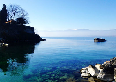 Scenic view of sea against clear sky