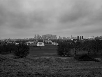 View of buildings in city against sky