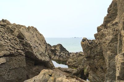 Scenic view of sea against clear sky