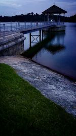 View of built structure by river