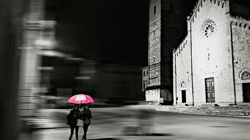 Woman walking on street