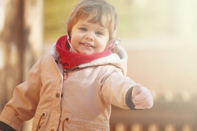 Portrait of cute girl during winter