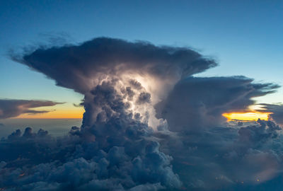 Low angle view of cloudscape against sky during sunset