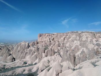 Panoramic view of landscape against blue sky