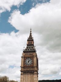 Low angle view of clock tower against sky