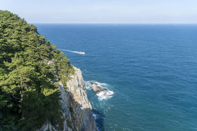 High angle view of sea against sky