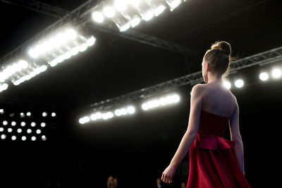 Fashion models walking on catwalk