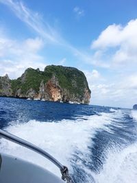 Scenic view of sea against cloudy sky