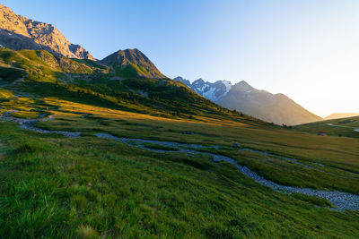 Scenic view of mountains against clear sky