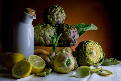 Close-up of vegetables on table