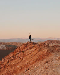 Rear view of man standing on landscape