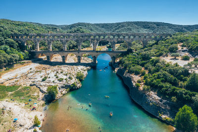 High angle view of bridge over river