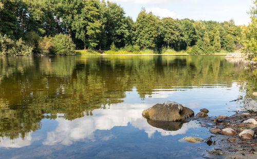 Scenic view of lake against sky