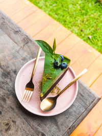 High angle view of food on table