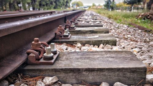 Close-up of railroad tracks