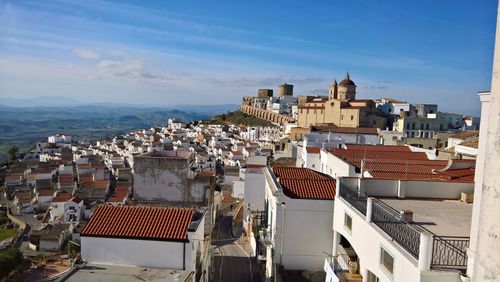 High angle view of townscape against sky