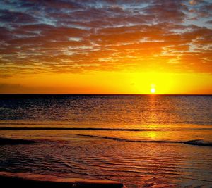 Scenic view of sea at sunset