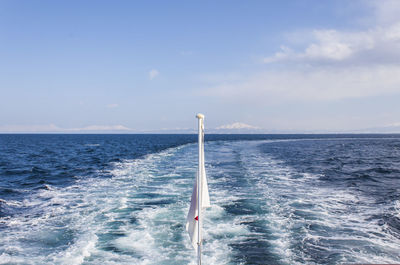 Sailboat in sea against sky