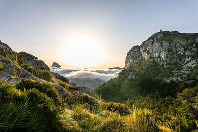 Scenic view of mountains against sky