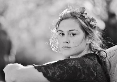 Close-up portrait of beautiful young woman