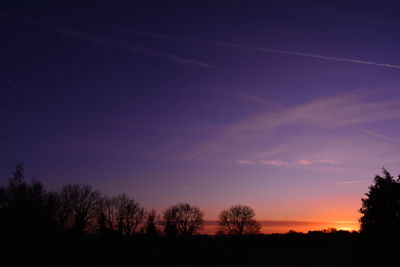 Low angle view of silhouette trees against sky at sunset