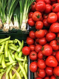 Close-up of tomatoes for sale at market stall