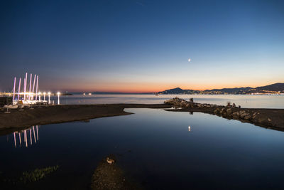 Scenic view of sea against sky at sunset