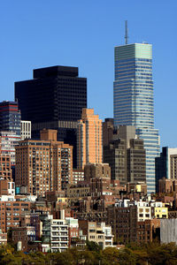 View of buildings against clear sky