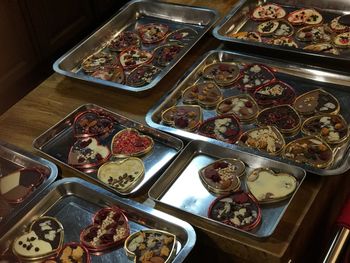 High angle view of food on table