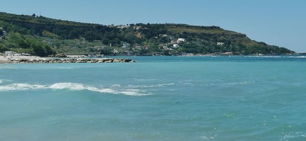 Scenic view of sea against clear sky