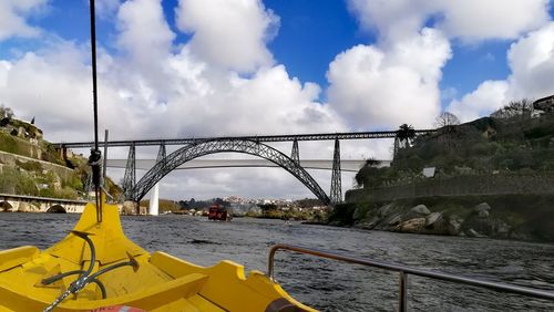 Bridge over river against sky