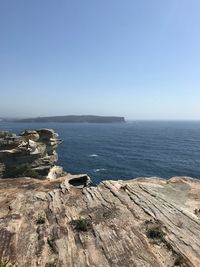 Scenic view of sea against clear sky