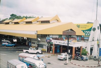 High angle view of cars on street in city