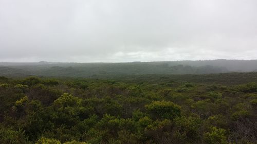 Countryside landscape against cloudy sky