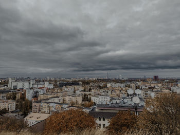 High angle view of townscape against sky