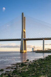 View of bridge over river against sky