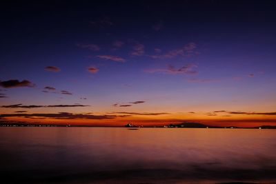 Scenic view of sea against sky at sunset