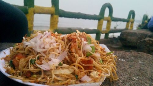 Close-up of food in plate on table