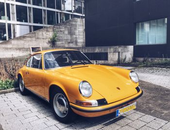 Yellow car on street