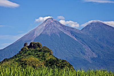 Scenic view of mountain range against sky