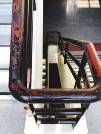 High angle view of empty seats on table