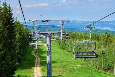 Mountains with open cable cars lift, karpacz, poland