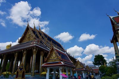 Low angle view of temple building against sky